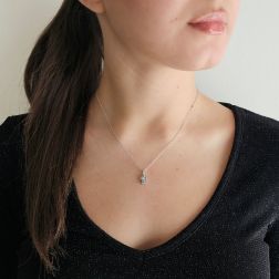 Photo of worn Cross with Blue Diamonds - Width 6.7mm