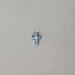 Ciondolo Croce con Diamanti Blu - Larghezza 8.3mm