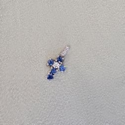 Cross with Blue Sapphires - Width 8.3mm