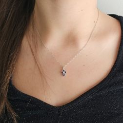 Cross with Blue Sapphires and Diamonds - Width 6.7mm