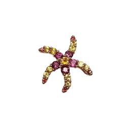 Starfish Pendant with Rhodolites, Yellow Topaz, Mandarin and Yellow Sapphires on Rose Gold
