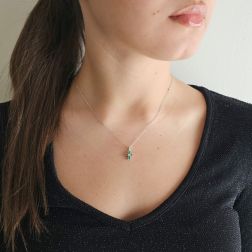 Photo of worn Cross with Emeralds and Diamonds - Width 6.7mm