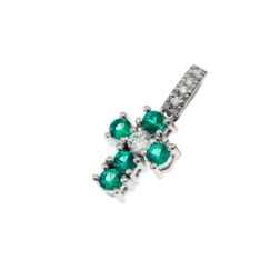 Cross with Emeralds and Diamonds - Width 6.7mm