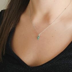 Photo of worn Cross with Emeralds and Diamonds - Width 6.7mm
