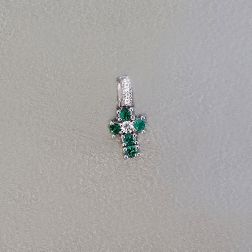 Cross with Emeralds and Diamonds - Width 6.7mm