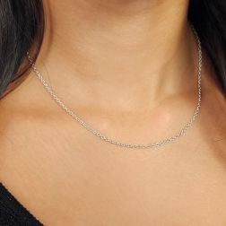 Photo of worn 40cm Necklace Rolò chain 2.10mm white gold