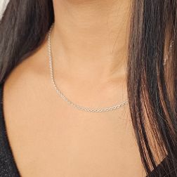 Photo of worn 40cm Necklace Rolò chain 2.10mm white gold