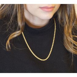 Photo of worn Rope Necklace 50cm x 3.80mm yellow gold