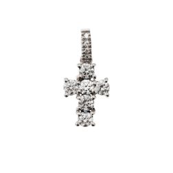 Ciondolo Croce con Diamanti - Larghezza 8.3mm