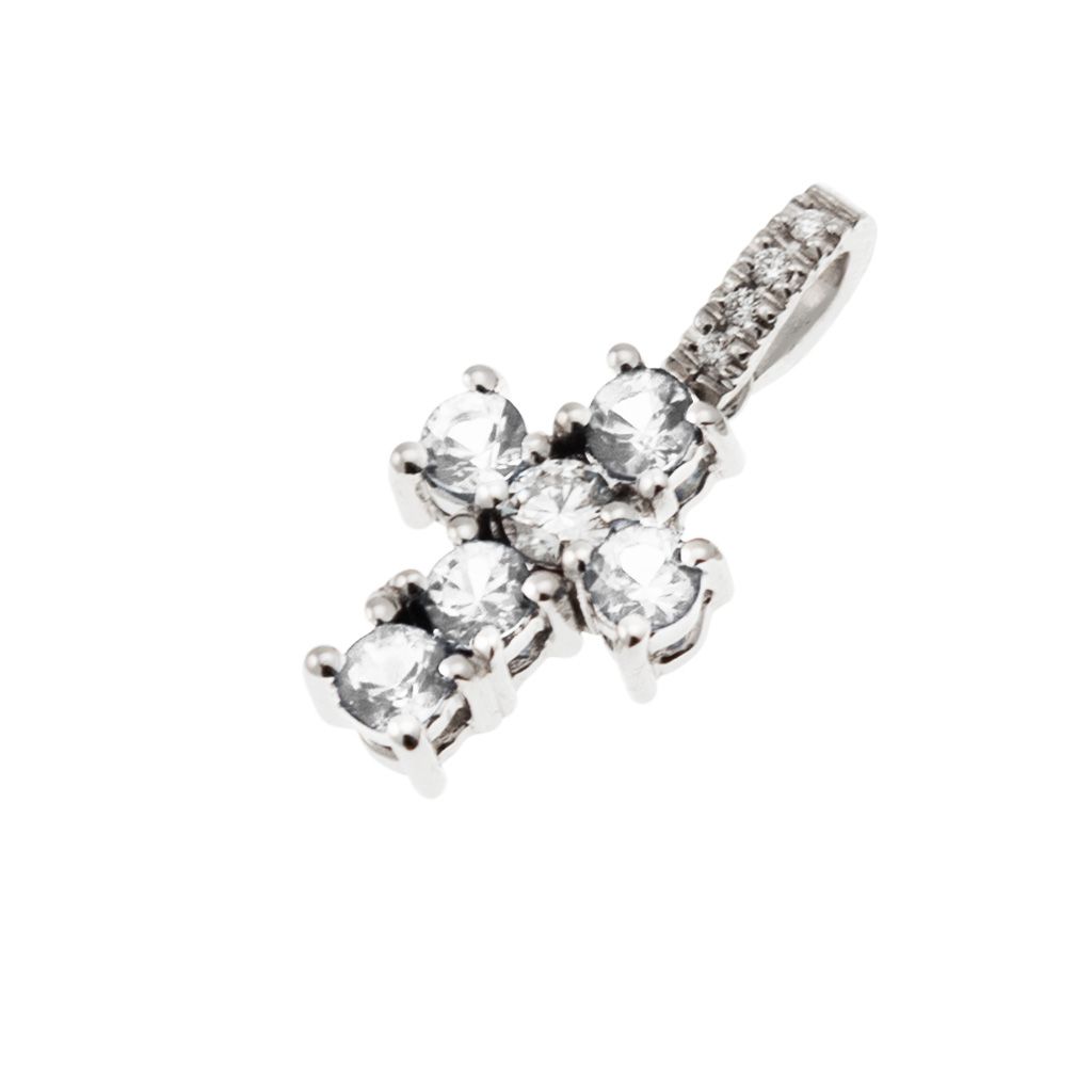 Ciondolo Croce con Diamanti - Larghezza 8.3mm