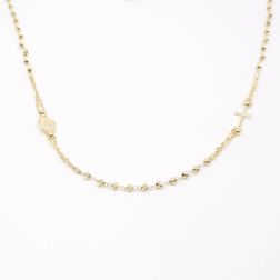 Collana 49cm Rosario Oro Giallo sfere sfaccettate 2.30mm