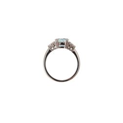 Solitaire Ring with Aquamarine 9mmx7mm and Diamonds