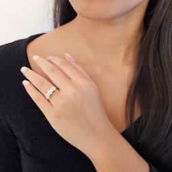 Photo of worn Trilogy Diamonds Flower Ring - Width 7mm