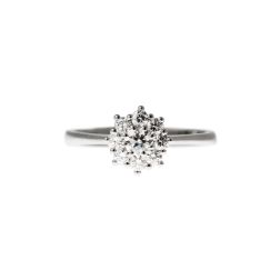 9mm White Gold Diamond Flower Ring