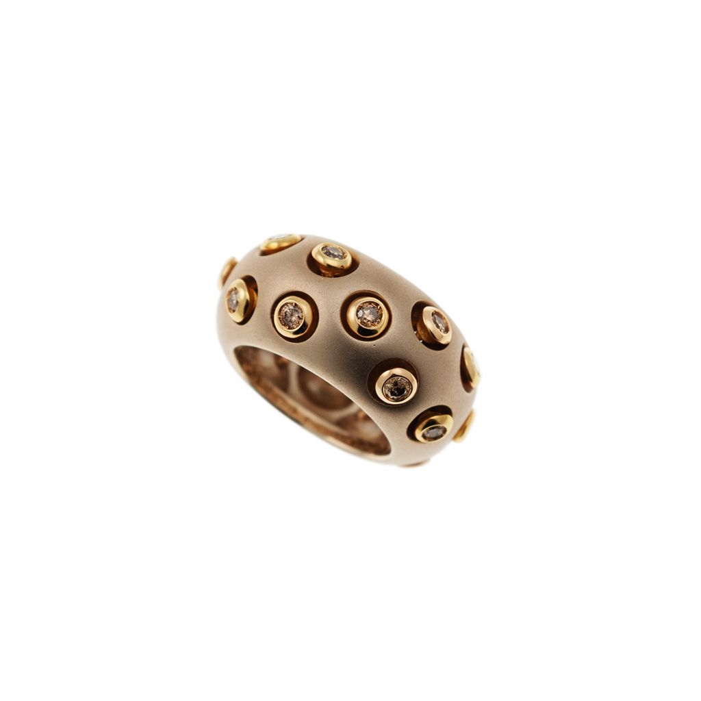 Anello a Fascia Bombata con Diamanti Brown