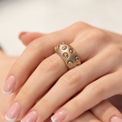 Photo of worn Domed Band Ring with Fancy Brown Diamonds