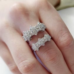 Photo of worn Trilogy Diamonds Flower Ring - Width 7mm and 8.80mm