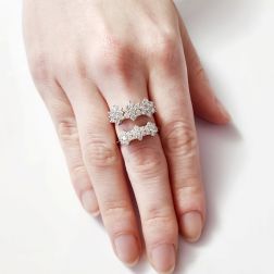 Photo of worn Trilogy Diamonds Flower Ring - Width 7mm and 8.80mm