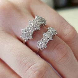Photo of worn Trilogy Diamonds Flower Ring - Width 7mm and 8.80mm