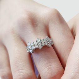 Photo of worn Trilogy Diamonds Flower Ring - Width 8.80mm