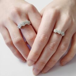 Photo of worn Trilogy Diamonds Flower Ring - Width 7mm and 8.80mm