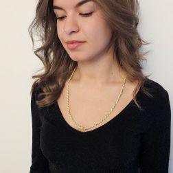 Photo of worn Rope necklace 60cm x 4.80mm in yellow gold