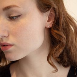 photo of worn Earrings Faceted Circle 0,090ct