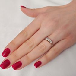 Photo of worn Trilogy Diamonds Flower Ring - Width 4.50mm