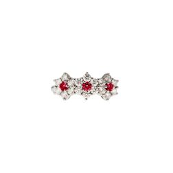 Trilogy Diamonds and Rubies Flower Ring