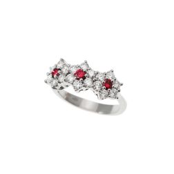 Trilogy Diamonds and Rubies Flower Ring