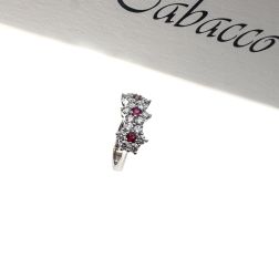 Anello Trilogy Fiore di Diamanti con Rubini- Larghezza 8.8mm
