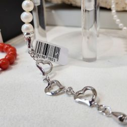 Pearl necklace clasp 3 Hearts in White Gold