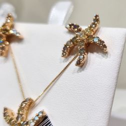 Orecchini Stella Marina con Diamanti Gialli e Brown in Oro Rosa