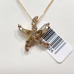 Ciondolo Stella Marina con Diamanti Gialli e Brown in Oro Rosa
