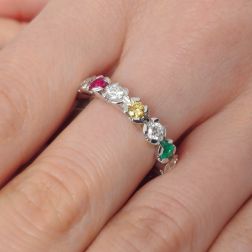 ohoto of worn Veretta Pinwheel with Diamonds, Yellow Diamond, Blue Sapphires, Rubies, Emeralds – italian Size 12