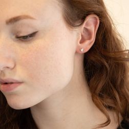 Photo of worn Earrings Faceted Circle 0,145ct