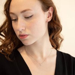 Photo of worn Earrings Faceted Circle 0,14ct