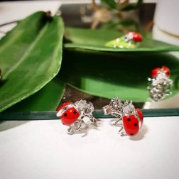 Ladybug Earrings with diamonds