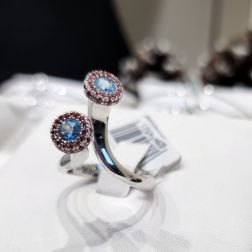 Anello Steli Multicolor Acquamarina e Zaffiri Mandarino