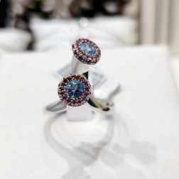 Stems Ring Multicolor Acquamarine and Mandarin Sapphires