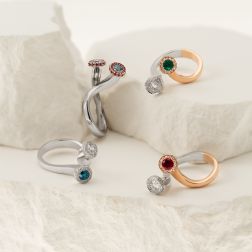 Stems Ring Multicolor Acquamarine and Mandarin Sapphires