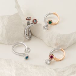 Stems Ring Multicolor Acquamarine and Mandarin Sapphires