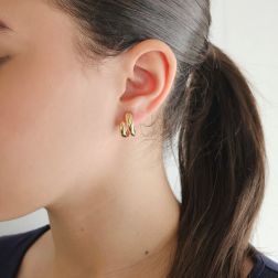 Photo of worn Yellow Gold Twin Drop Earrings