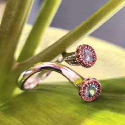 Stems Ring Multicolor Acquamarine and Mandarin Sapphires