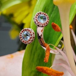 Stems Ring Multicolor Acquamarine and Mandarin Sapphires