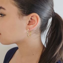 Photo of worn Marine chain hoops Yellow Gold - Large