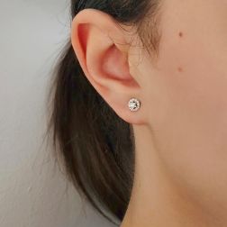 Photo of worn Light Point Earrings Diamonds with 0.079ct each Contoured
