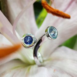 Anello Steli toni di Blu Acquamarina e Zaffiro Blu