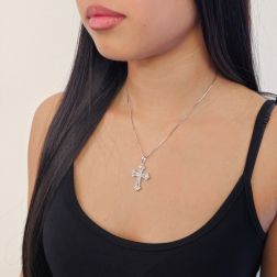 photo of worn Gothic cross pendant with two rows of Diamonds