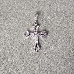 Gothic cross pendant with two rows of Diamonds